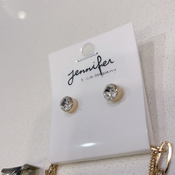 NWT Faux Gold Evil Eye Layering Necklace Set with Stud Earrings - Picture 3 of 3